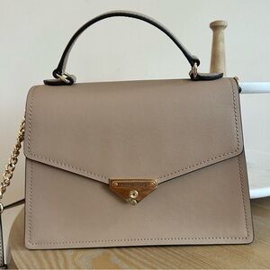 Michael Kors Grace Saffiano Leather Medium Satchel Handle & Shoulder Bag Tan NWT